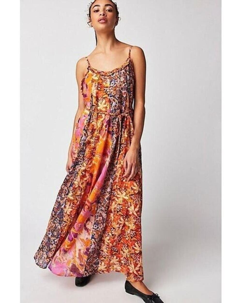 Free People Womens Moondive Maxi Dress Multicolor Size L
